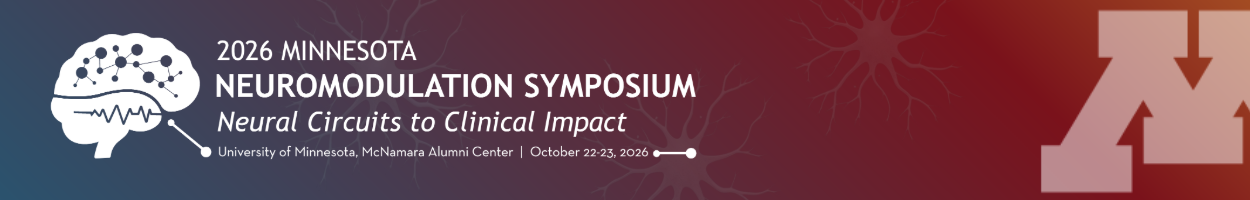 background color top left to bottom right changes from blue to maroon to gold with a graphic of a brain next to event details and a block M in the bottom right corner.